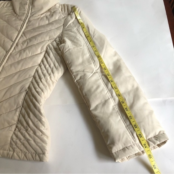 Kenneth Cole Reaction Womens Cream Chevron Quilted Down Feather Puffer Jacket L - Picture 13 of 14
